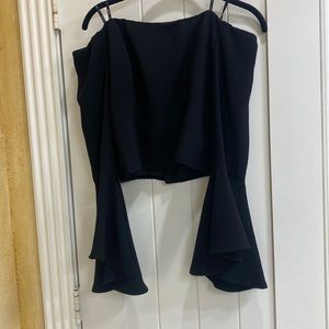 Black off the shoulder long sleeve top